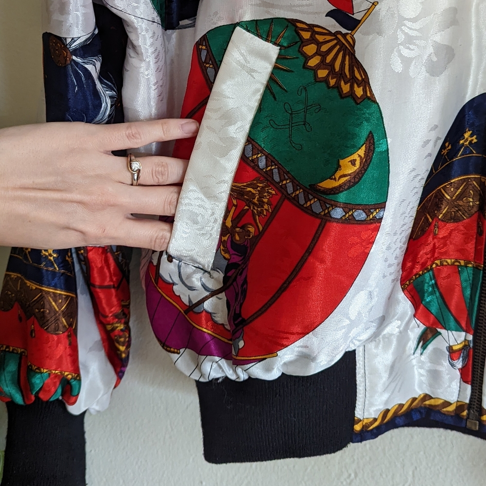 Picasso | Vintage | 90s Reversible Zip Front Satin Bomber Jacket Streetwear - Picture 10 of 13
